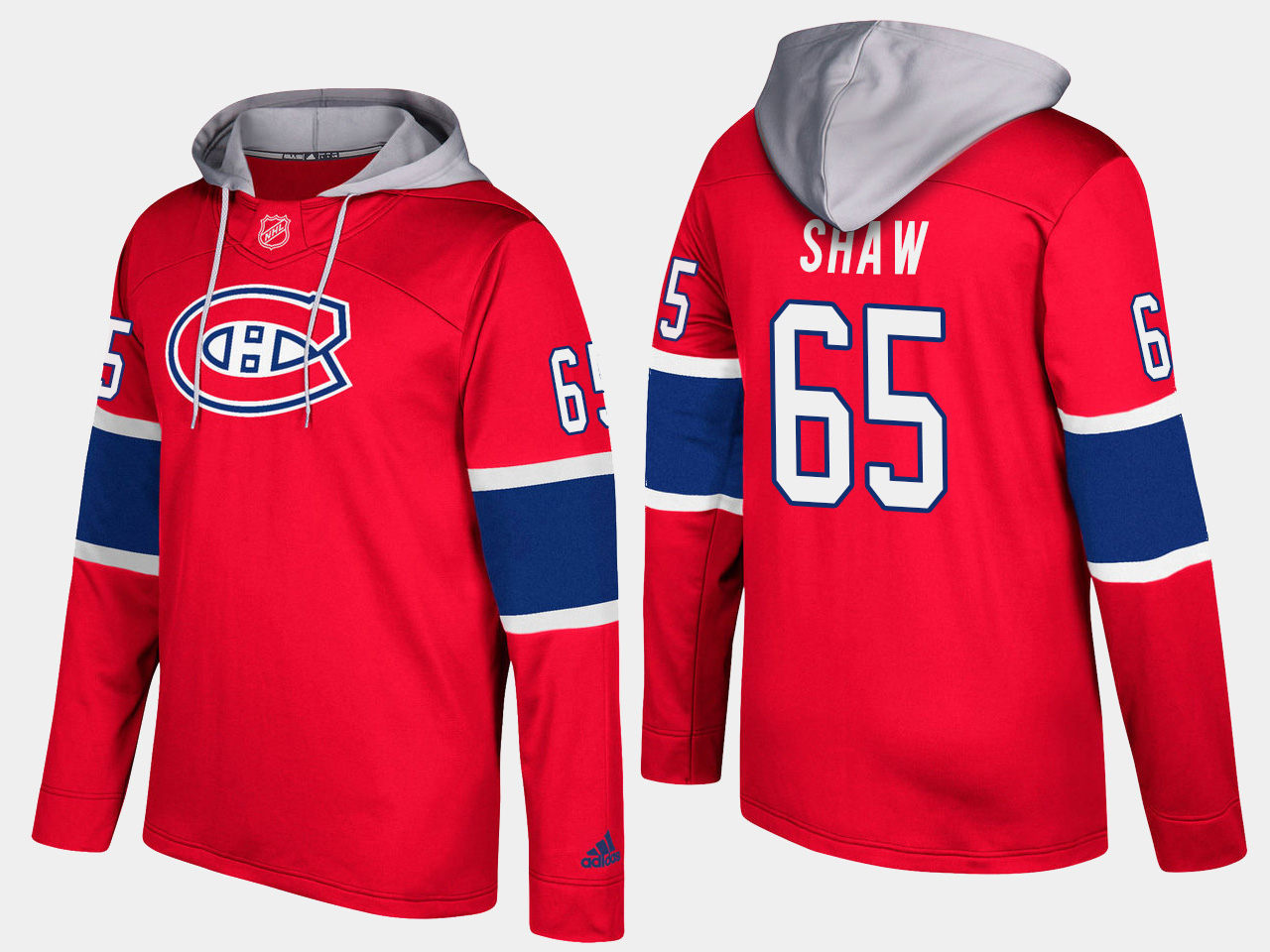Men NHL Montreal canadiens 65 andrew shaw red hoodie